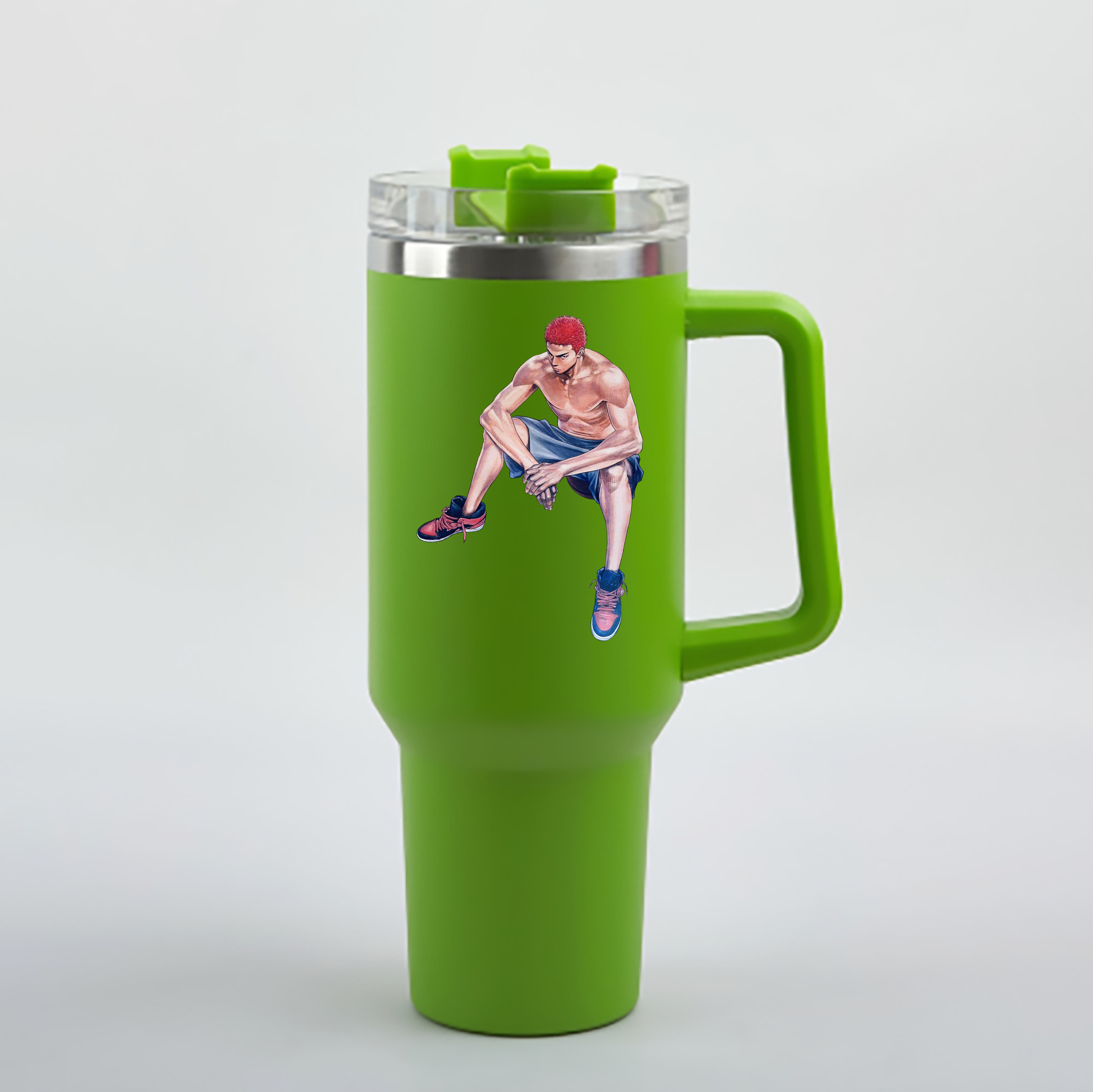 （画像用） SLAM DUNK／スラムダンク 1200mL車用タンブラー - クリスタルステッカー（プラスチックストロー付き）